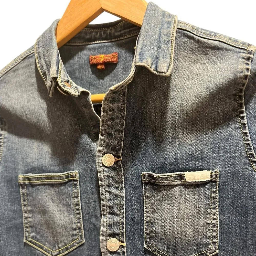 7 For All Mankind Girls XL Denim Shirt Dress | Button Front | Pockets XL